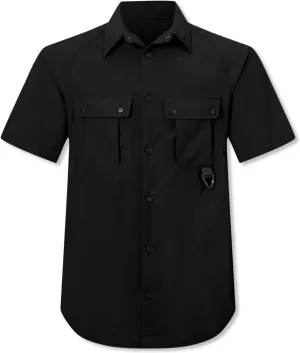 Cromoncent Men's Western Snap Short Sleeve Shirt Casual Two Pockets Quick Dry Waterproof Work Shirts