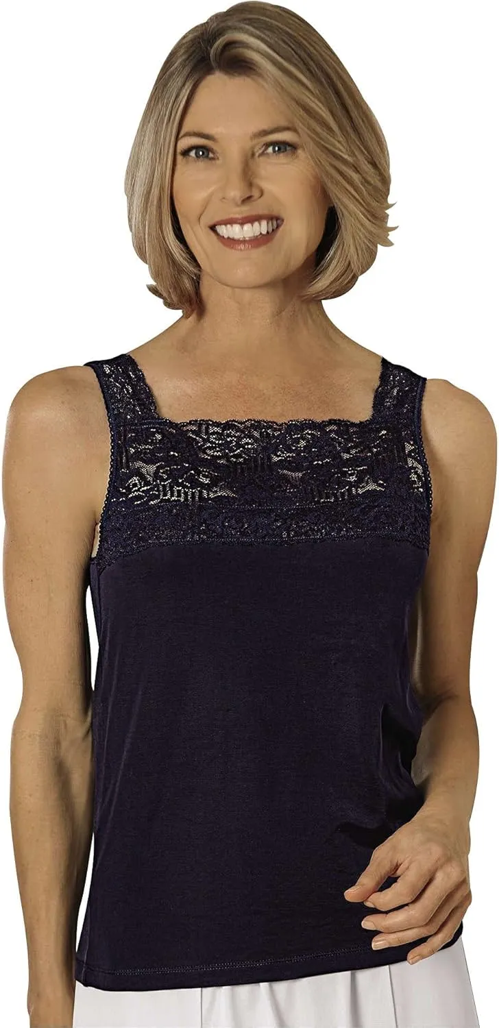 Cuddl Duds Peek-A-Boo Camisole, Navy, 1X