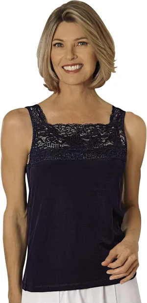 Cuddl Duds Peek-A-Boo Camisole, Navy, 1X