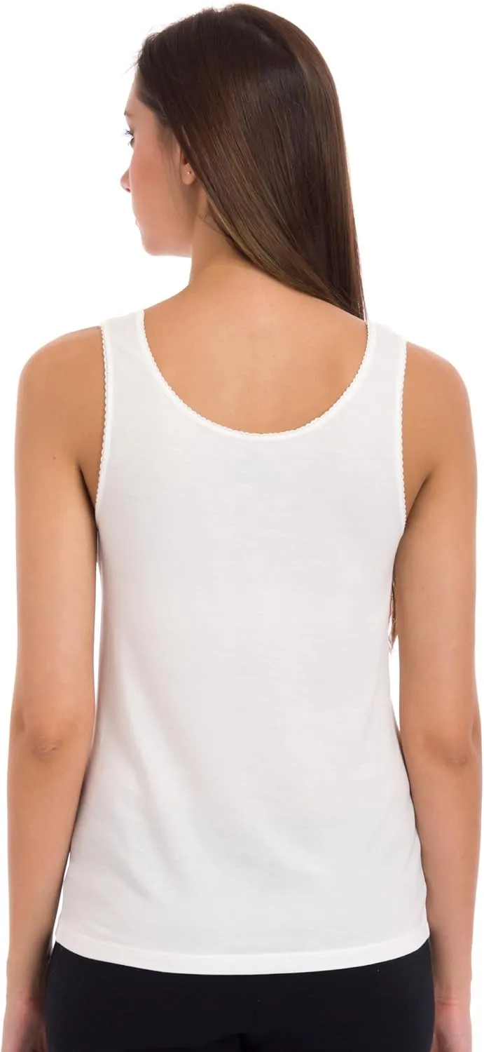 Cuddl Duds SofTech Stretch Lace Detail Square Neck Cami PLUS White 2X