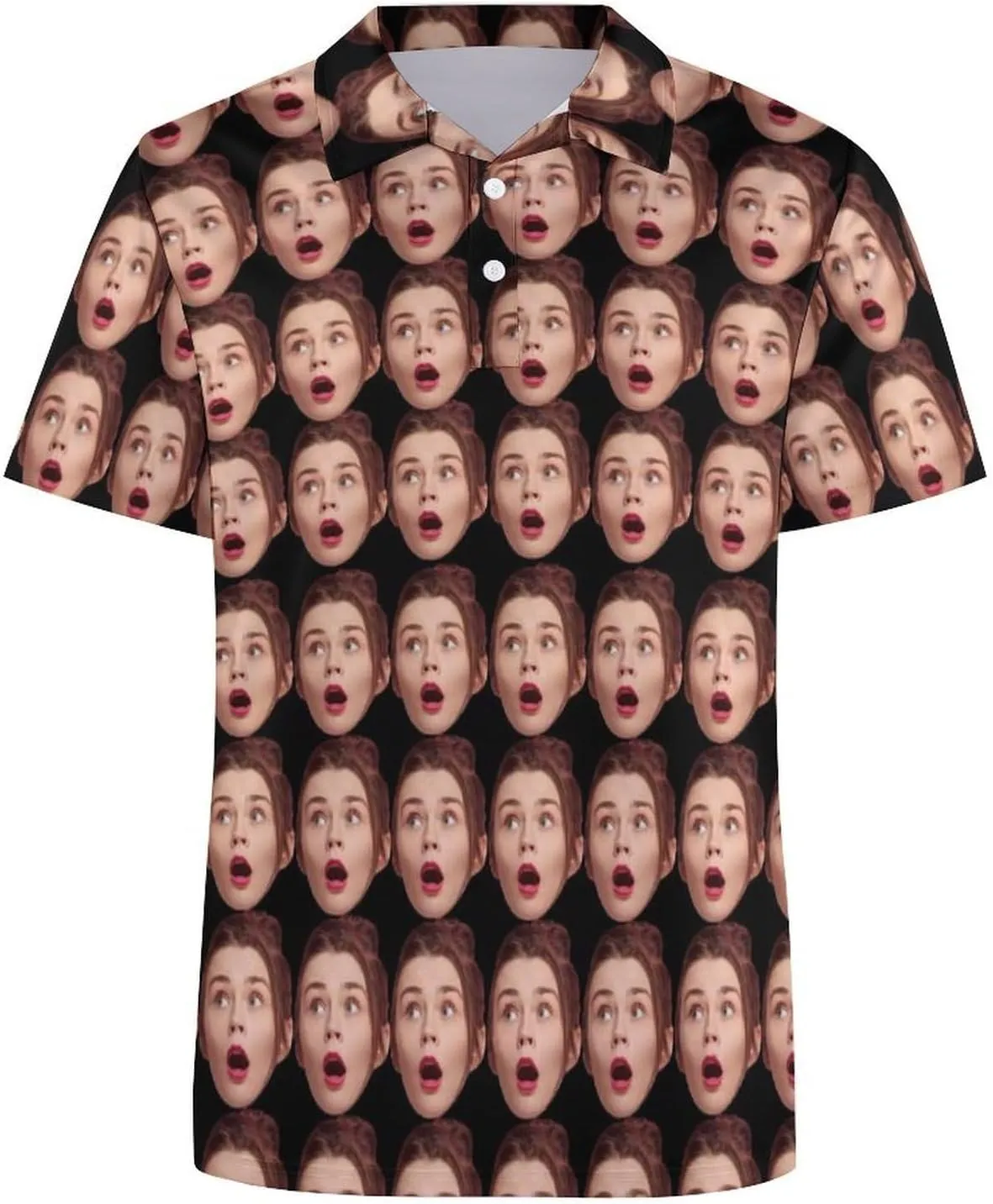 Custom Seamless Face Golf Shirts for Men Dry Fit Sleeve Golf Shirt Print Shirts Funny Golf Polo Shirts Collared Shirt