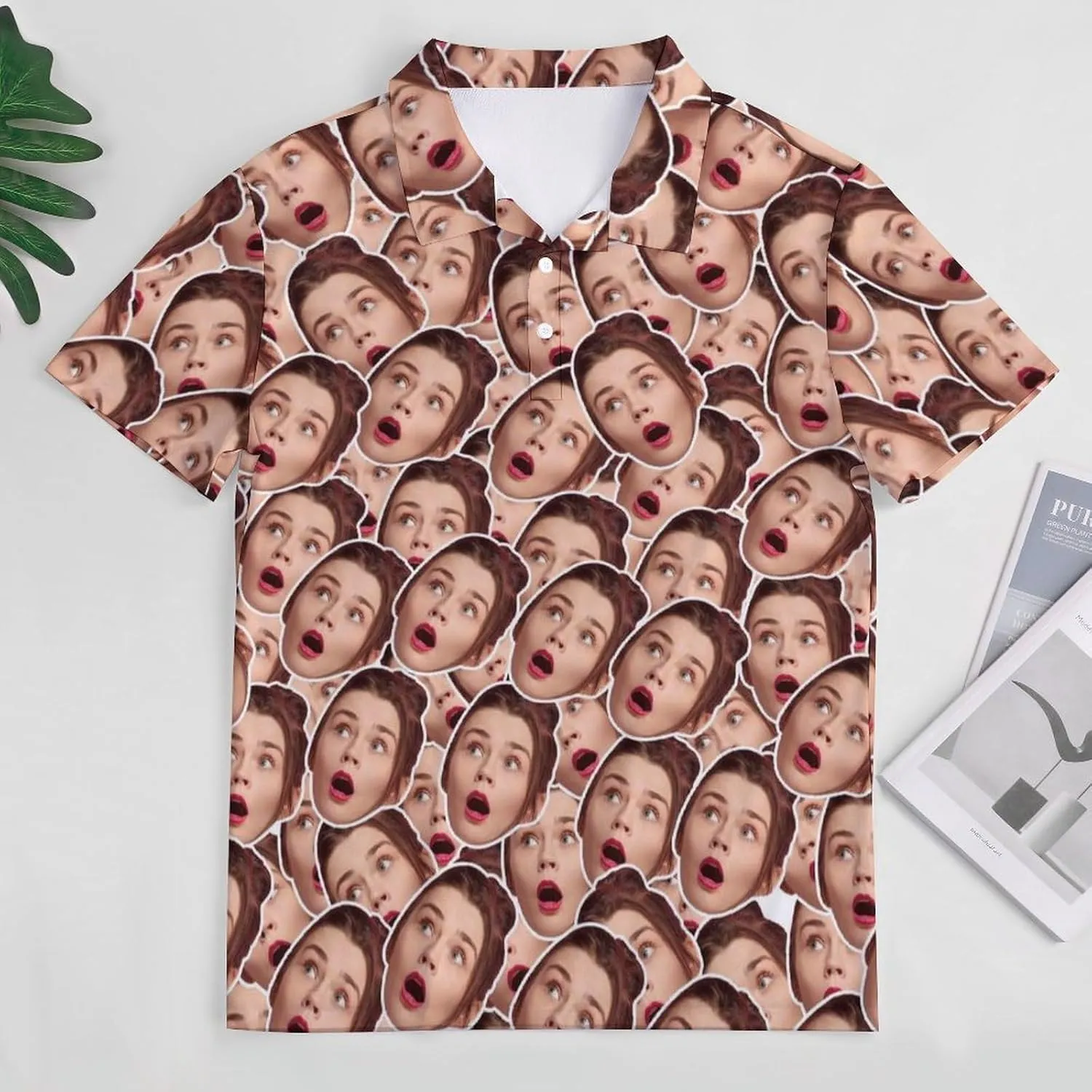 Custom Seamless Face Golf Shirts for Men Dry Fit Sleeve Golf Shirt Print Shirts Funny Golf Polo Shirts Collared Shirt