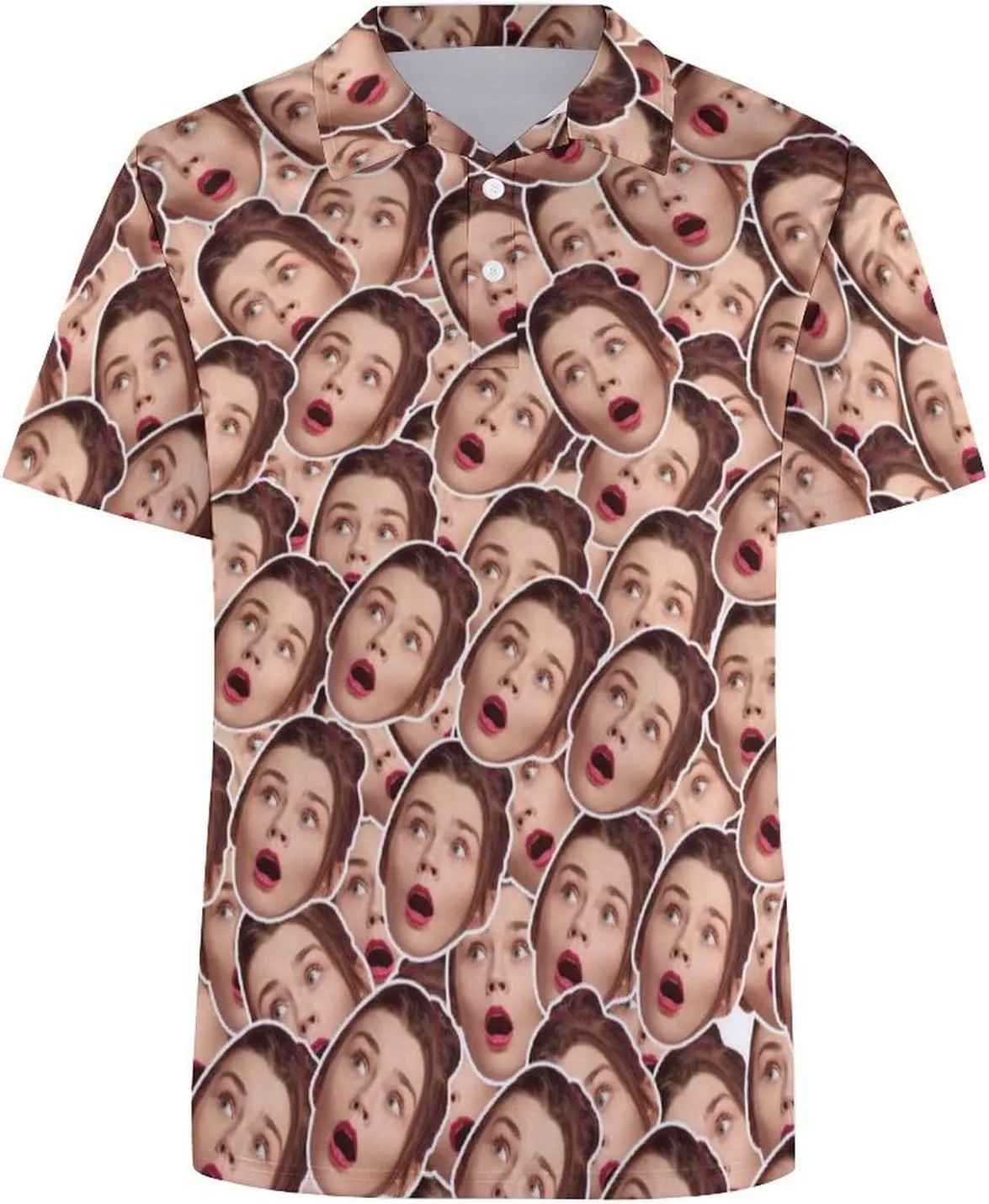 Custom Seamless Face Golf Shirts for Men Dry Fit Sleeve Golf Shirt Print Shirts Funny Golf Polo Shirts Collared Shirt