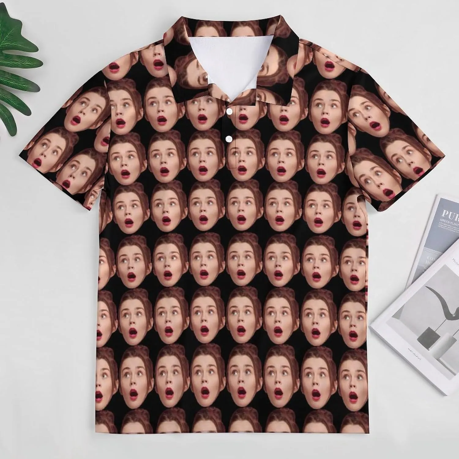 Custom Seamless Face Golf Shirts for Men Dry Fit Sleeve Golf Shirt Print Shirts Funny Golf Polo Shirts Collared Shirt