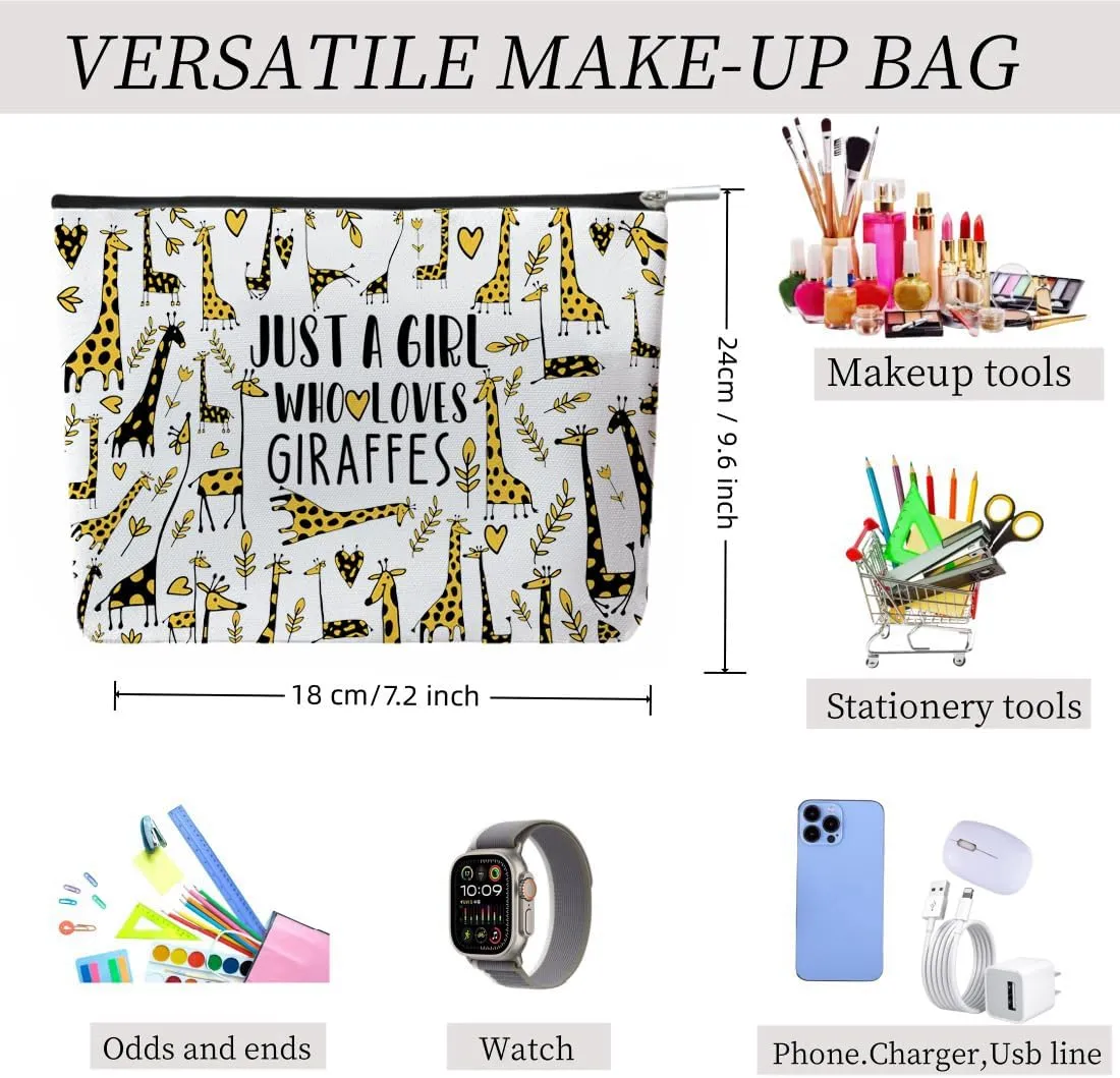Cute Giraffe Makeup Bag, Giraffe Themed Cosemetic Bag, Adorable Gift Toiletry Pouch Organizer Bag for Daughter Besties Mom Grandma Girl Birthday Gifts Animal Lovers (Giraffe)
