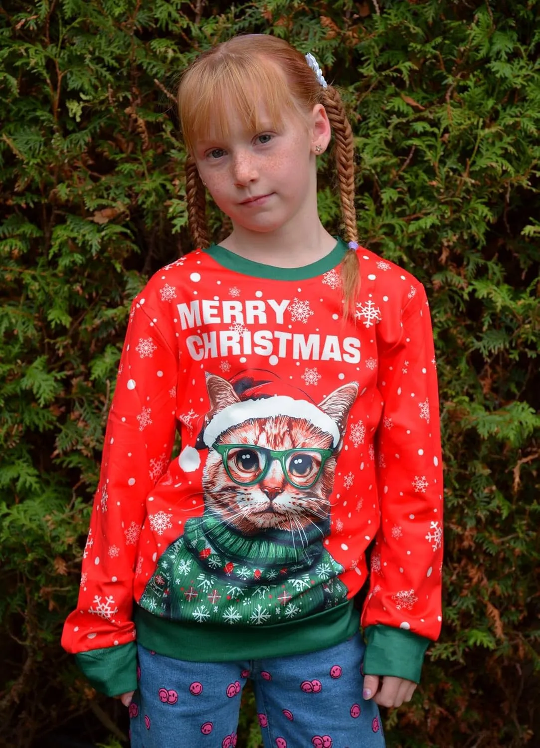 Cutemile Girls Boys Ugly Christmas Sweater Kids Novelty Xmas Fleece Sweatshirt 3D Print Pullover Shirt 4-16 Years