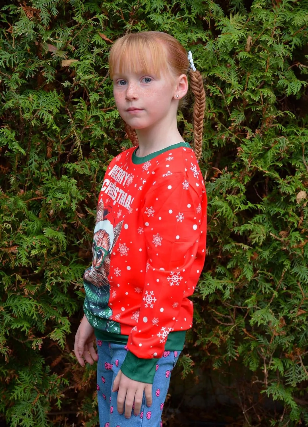 Cutemile Girls Boys Ugly Christmas Sweater Kids Novelty Xmas Fleece Sweatshirt 3D Print Pullover Shirt 4-16 Years