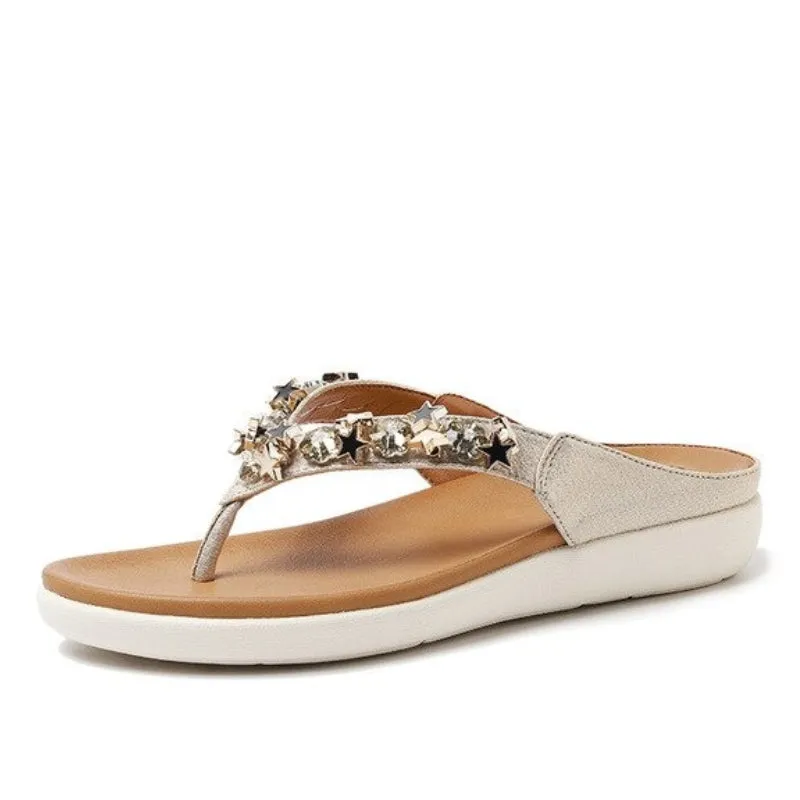 Cuzcare Orthopedic Sandals Jeweled Soft Arch Support Insole Flip-flops Bling Summer