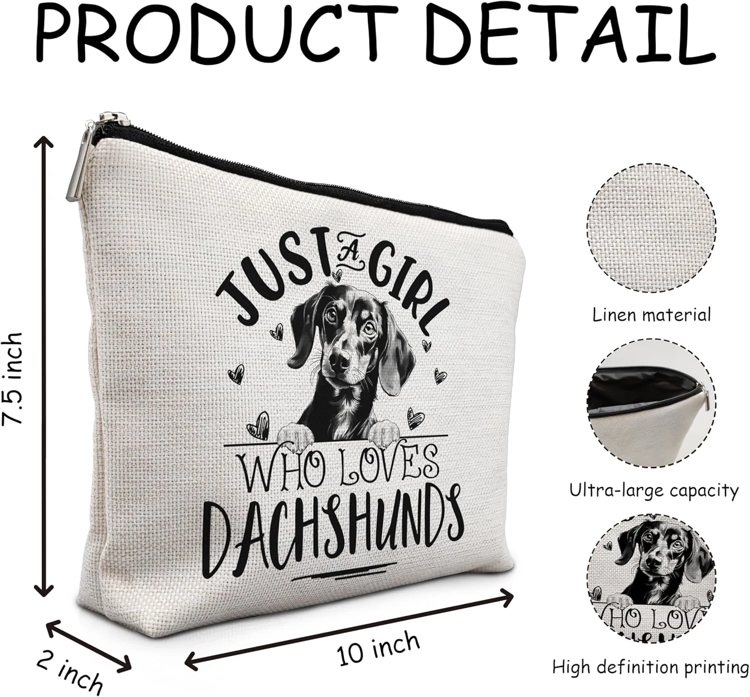Dachshund Wiener Dog Makeup Bag - Dachshund Mom & Lover Gifts - Cosmetic & Toiletry Bag