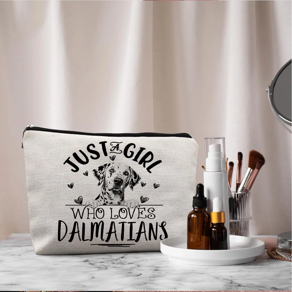 Dalmatian Dogs Makeup Bag,Dalmatian Gifts For Women,Just A Girl Who Loves Damatians Makeup Bag Cosmetic Pouch