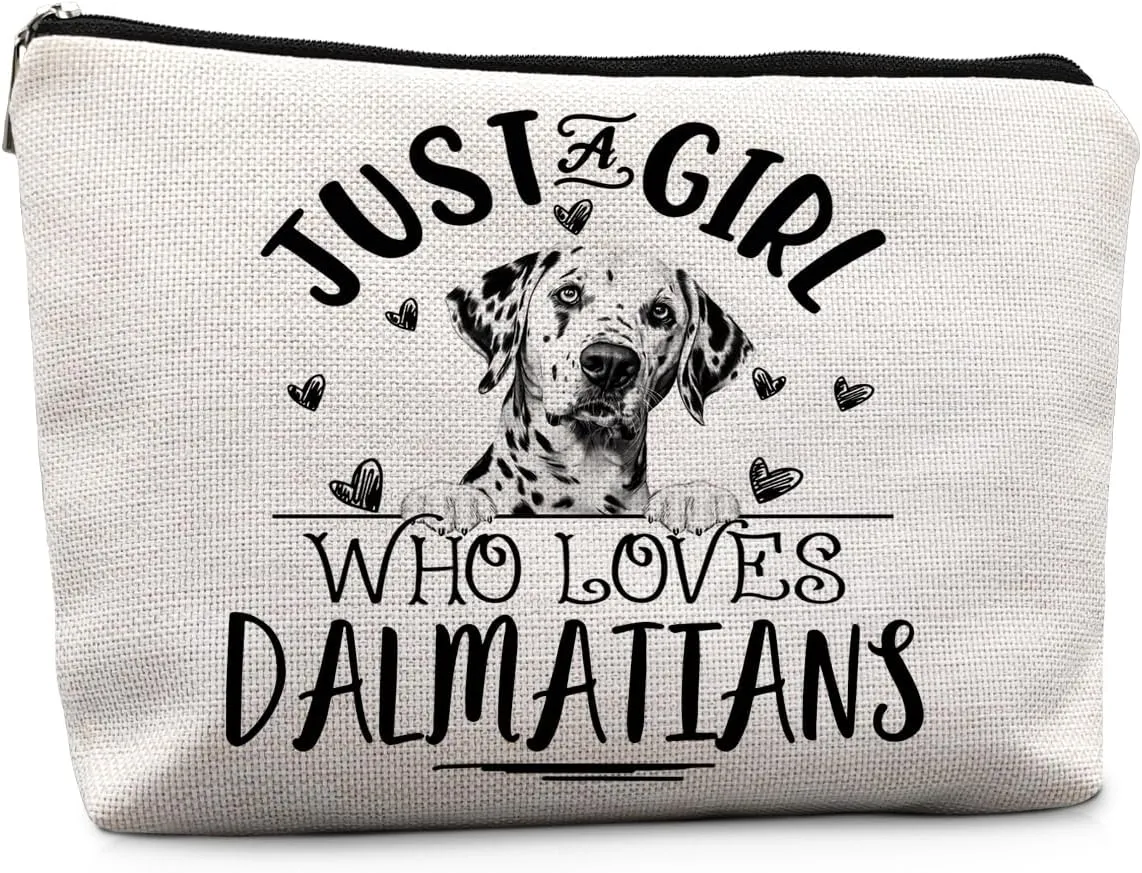 Dalmatian Dogs Makeup Bag,Dalmatian Gifts For Women,Just A Girl Who Loves Damatians Makeup Bag Cosmetic Pouch