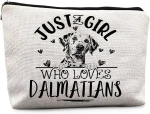 Dalmatian Dogs Makeup Bag,Dalmatian Gifts For Women,Just A Girl Who Loves Damatians Makeup Bag Cosmetic Pouch