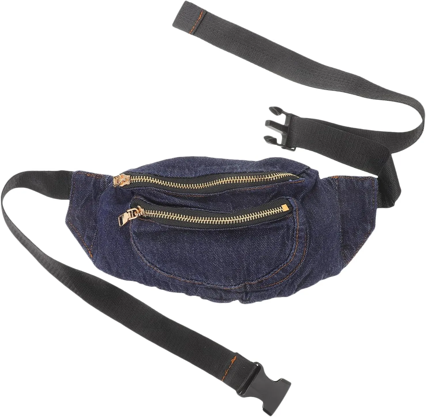 Denim Belt Bag for Women Waist Bag 9.84x6.29inch Vintage Denim Fanny Pack Adjustable Belt Crossbody Waist Bag Chest Bag Fashion Washed Soft Denim Messenger Bag Travel Running Chest Pocket