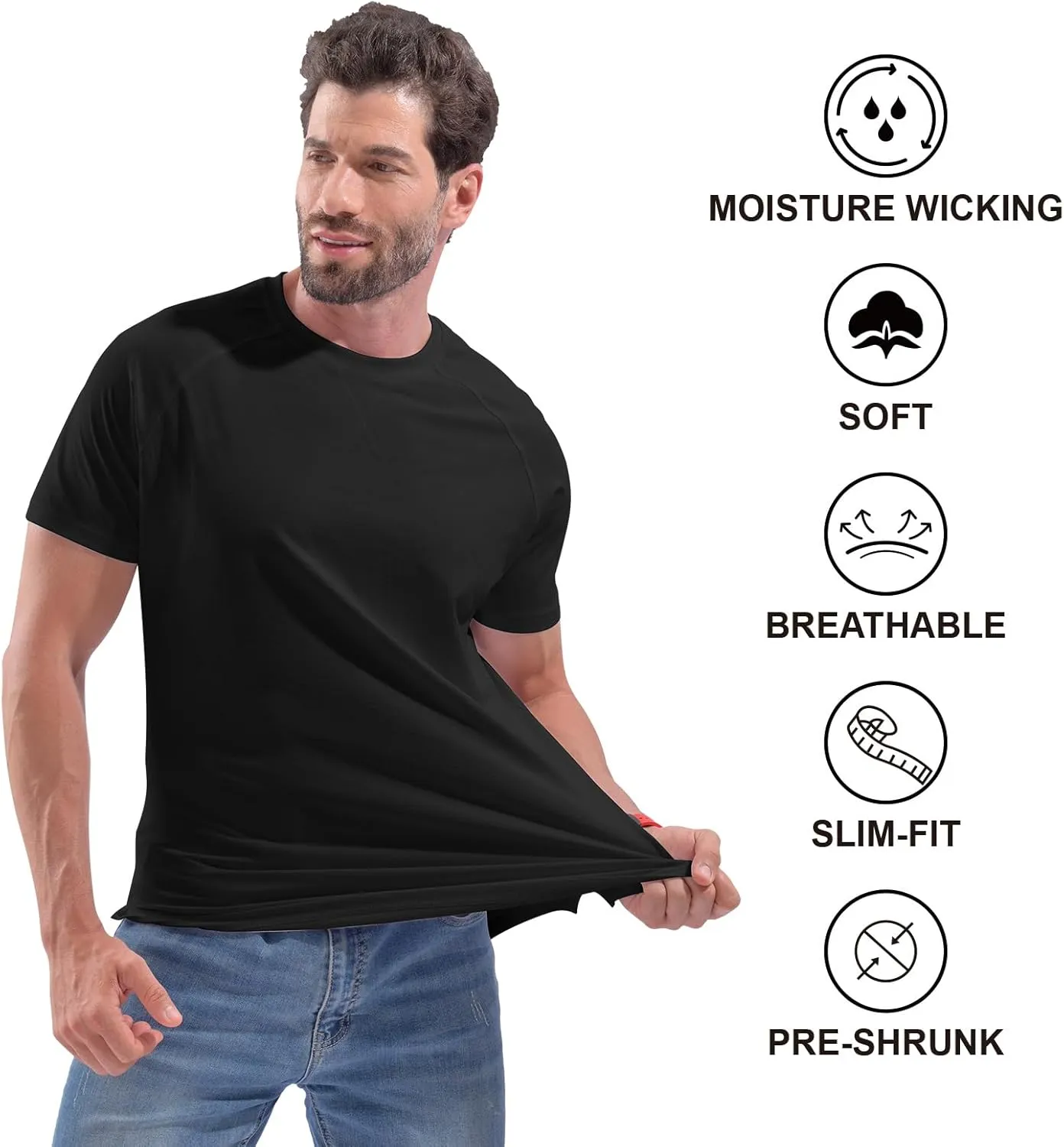 DEOLAX Mens T Shirt Fashion Muscle Crew Neck Mens Tee Shirts Short Sleeve Casual Classic Dry Fit Mens Athletic Tee Shirts