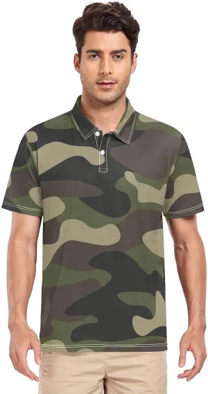 Dinosaur Skeleton Men's Polo Shirts Short Sleeve Quick Dry Athletic Outdoor Sports Golf Shirts S-XXL