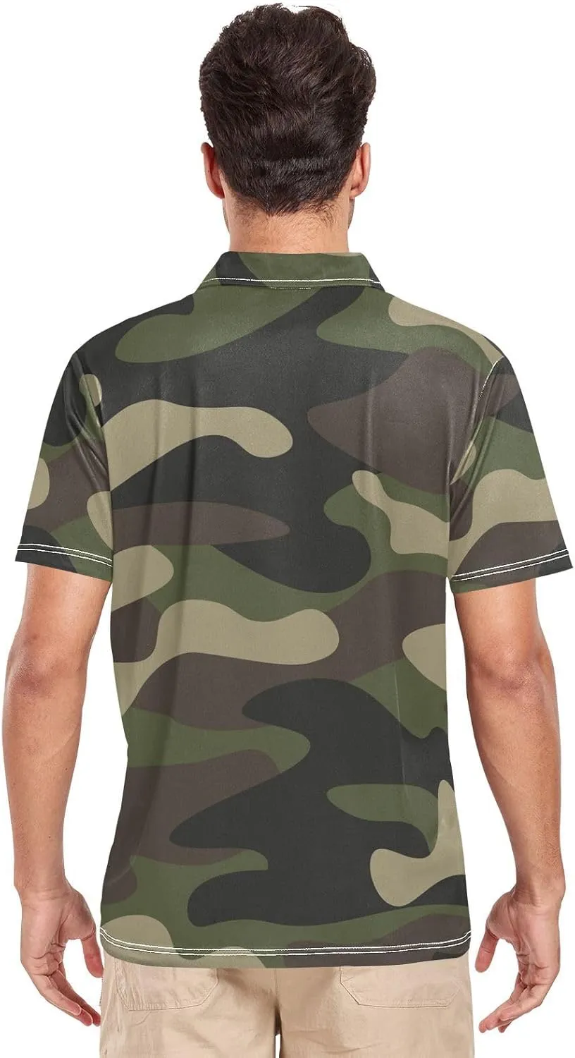Dinosaur Skeleton Men's Polo Shirts Short Sleeve Quick Dry Athletic Outdoor Sports Golf Shirts S-XXL