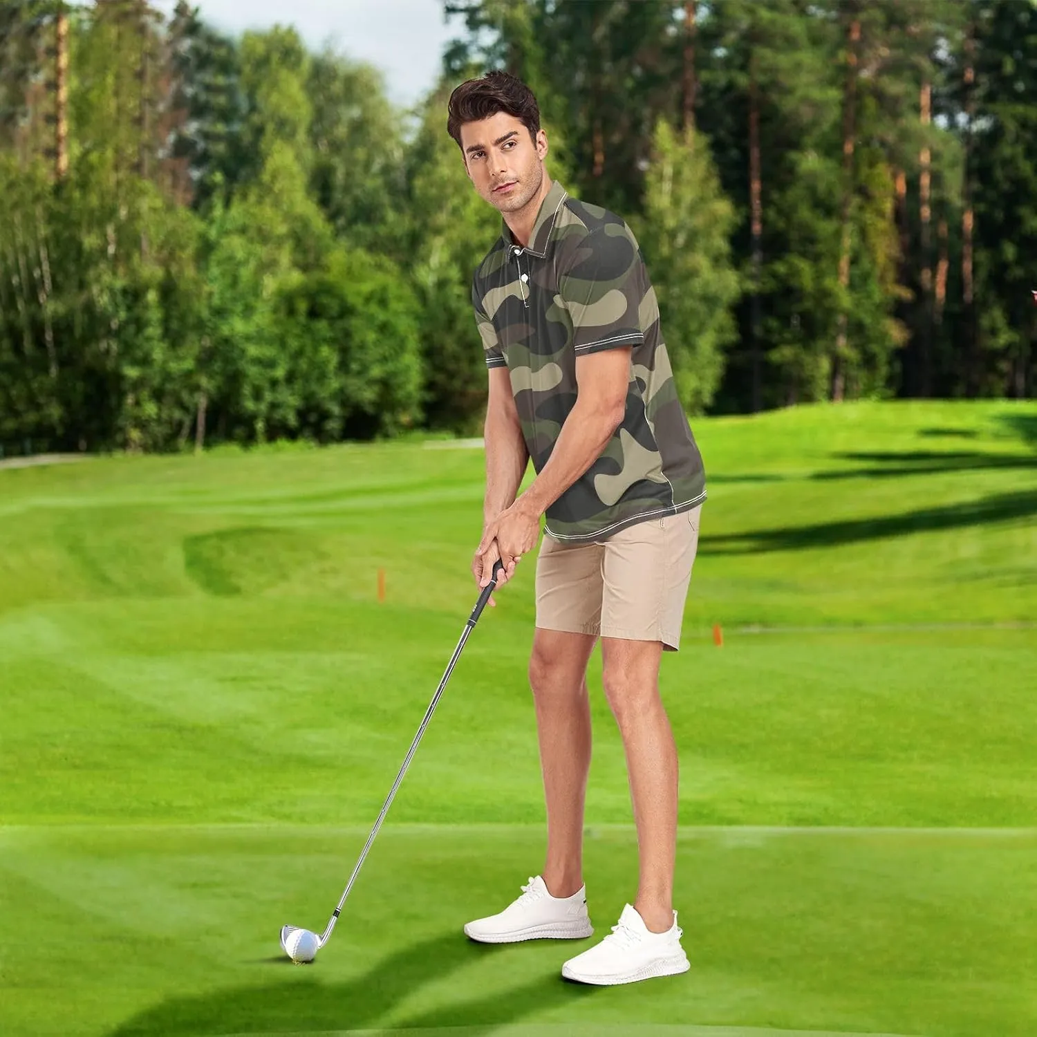 Dinosaur Skeleton Men's Polo Shirts Short Sleeve Quick Dry Athletic Outdoor Sports Golf Shirts S-XXL