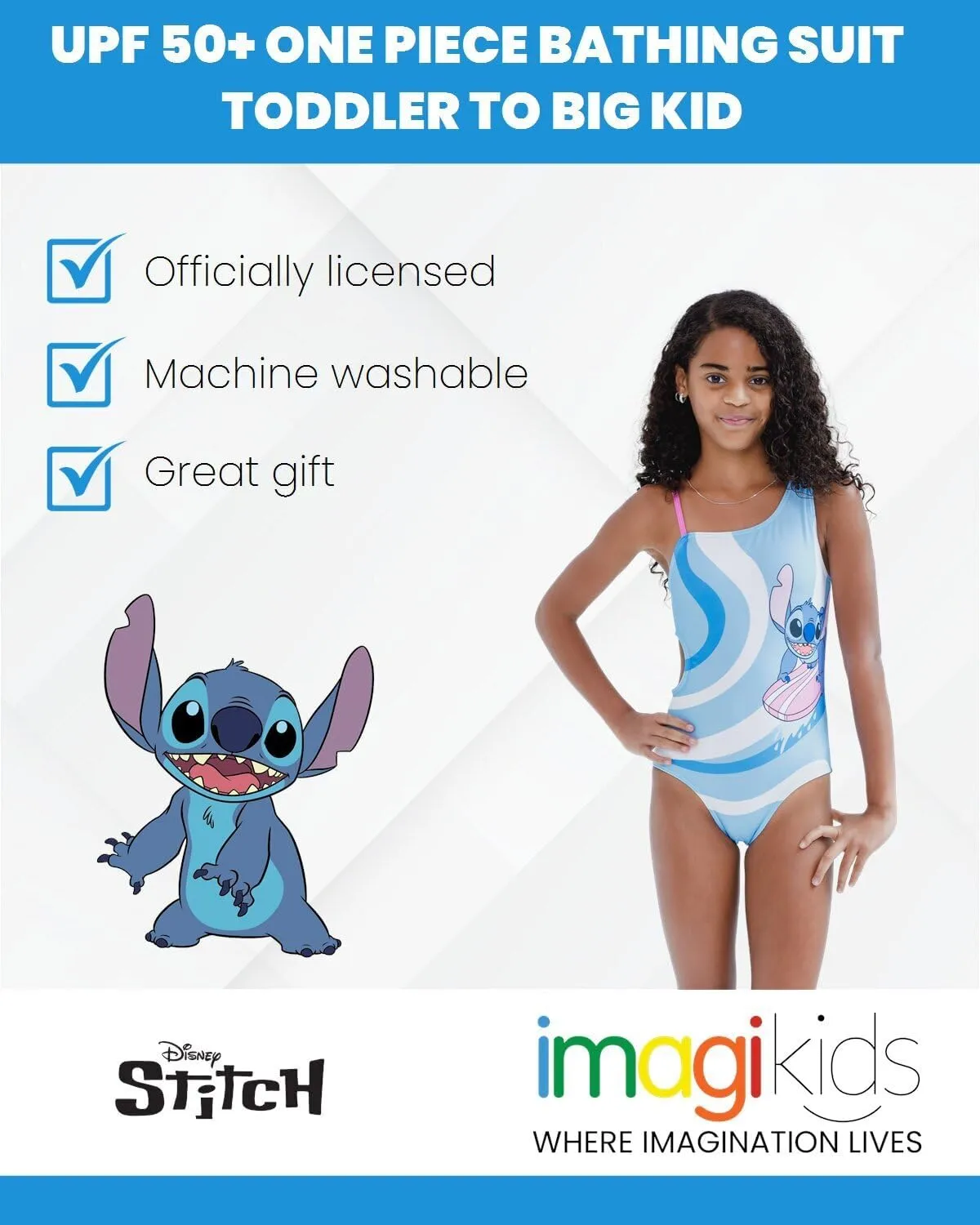 Disney Lilo & Stitch UPF 50  One Piece Bathing Suit Newborn to Big Kid Sizes (9 Months - 14-16)