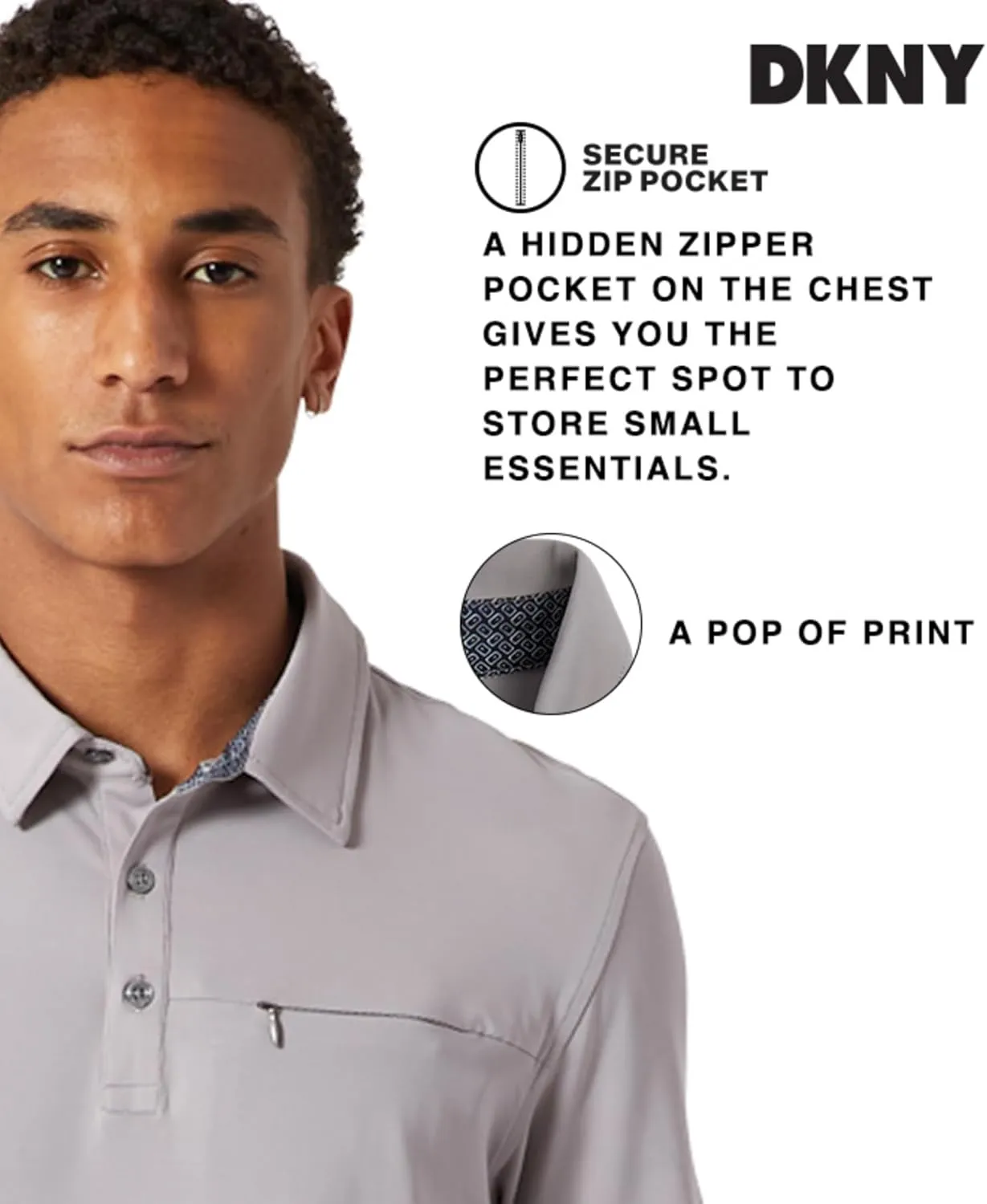 DKNY Mens Polo Shirts - Short Sleeve Quick Dri Fit Golf Polo Shirts for Mens | Performance Men's Polo Shirts with Pocket