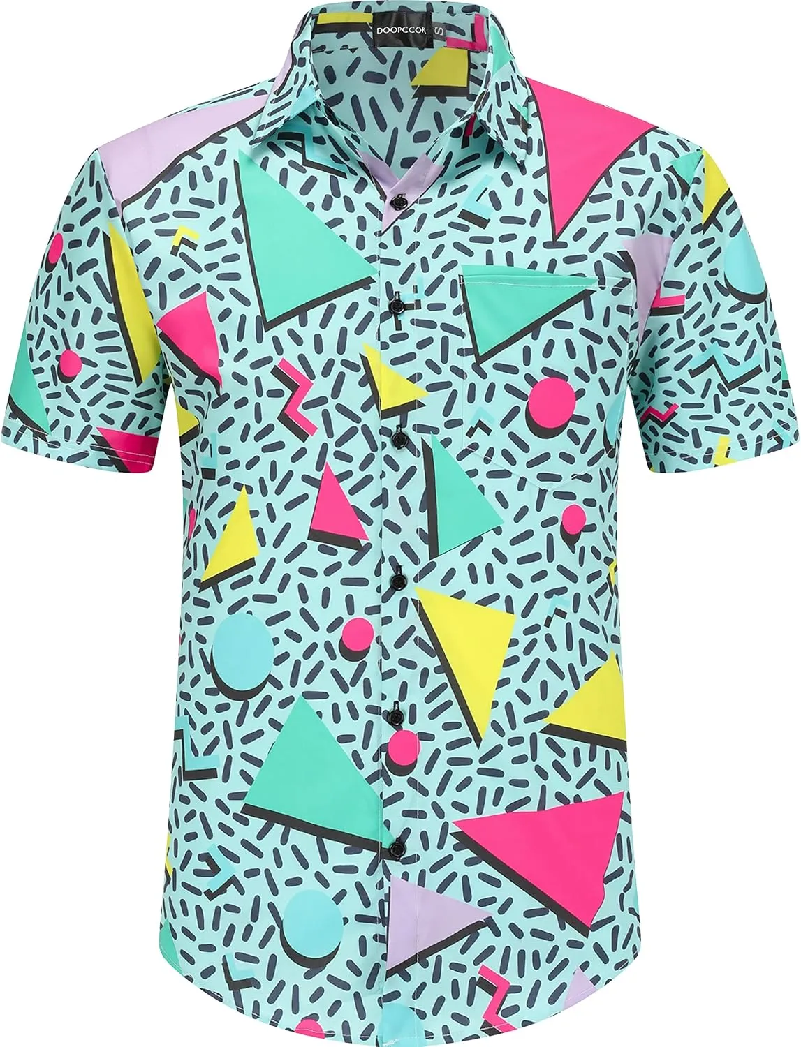 DOOPCCOR 90s Shirt 80s Shirts for Men 80s 90s Disco Retro Casual Button-Down Shirts 80s Mens Clothing