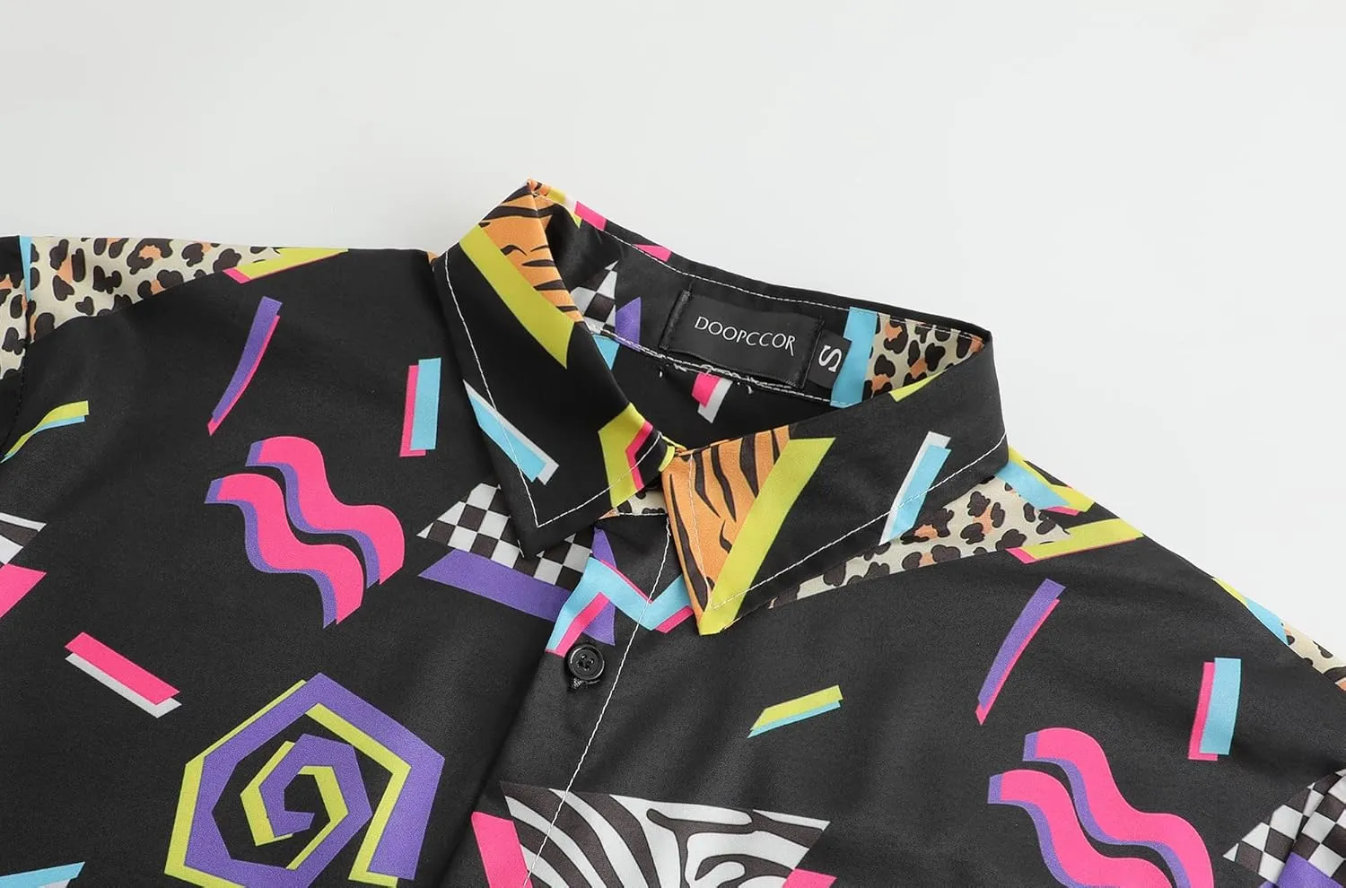 DOOPCCOR 90s Shirt 80s Shirts for Men 80s 90s Disco Retro Casual Button-Down Shirts 80s Mens Clothing