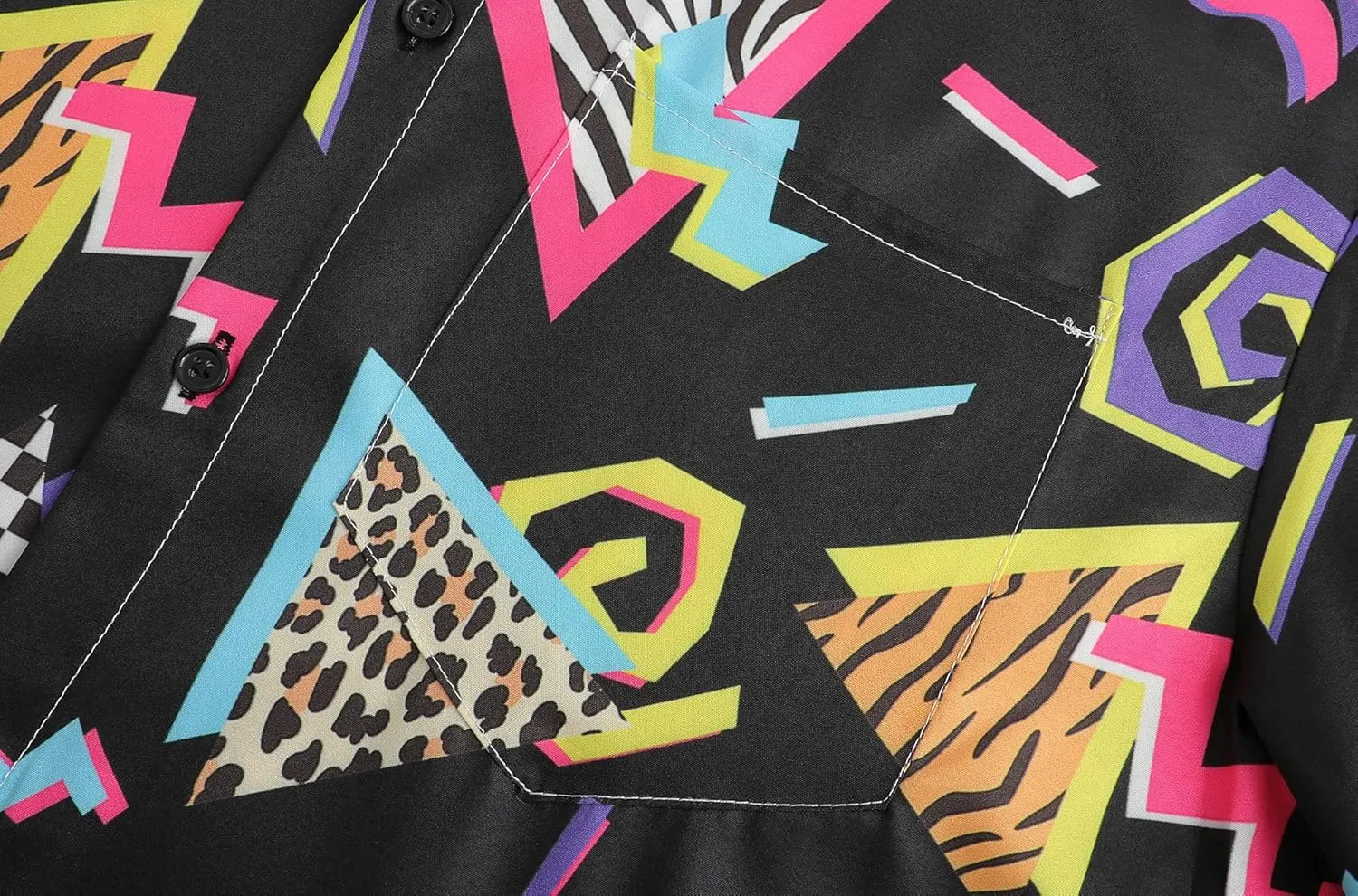 DOOPCCOR 90s Shirt 80s Shirts for Men 80s 90s Disco Retro Casual Button-Down Shirts 80s Mens Clothing