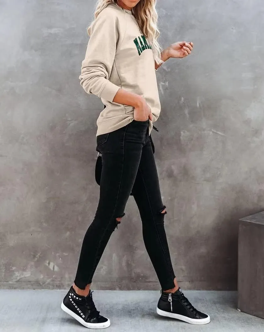 Dressmine Womens Crewneck Mama Sweatshirt Oversized Maternity Long Sleeve Shirt Cute Sweaters Graphic Hoodies