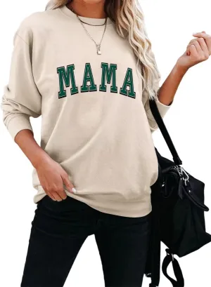 Dressmine Womens Crewneck Mama Sweatshirt Oversized Maternity Long Sleeve Shirt Cute Sweaters Graphic Hoodies