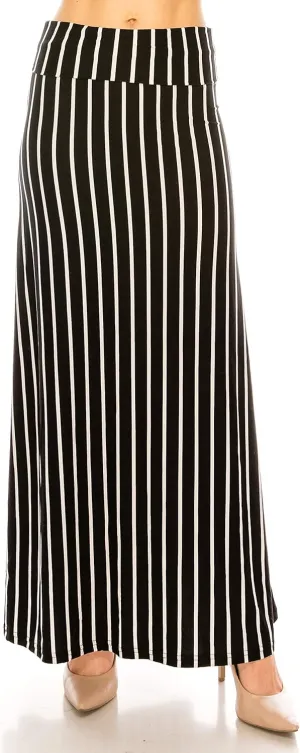 Eevee Womens Casual Long Maxi Skirts - Basic High Waist Fold Over Soft Floor Length Stretch Casual Regular Plus Size