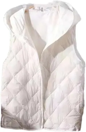 ERFMFKL Women's Autumn Ultra Light Down Vest Hooded Sleeveless Jacket Outerwear Cotton Padded Waistcoat