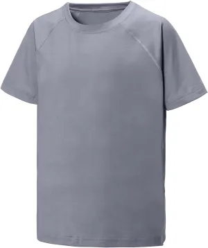 EXARUS Youth Boys Rash Guard Swim Shirts Short Sleeve Sun Shirts Lightweight Quick Dry UPF 50  with Back Zip Pocket