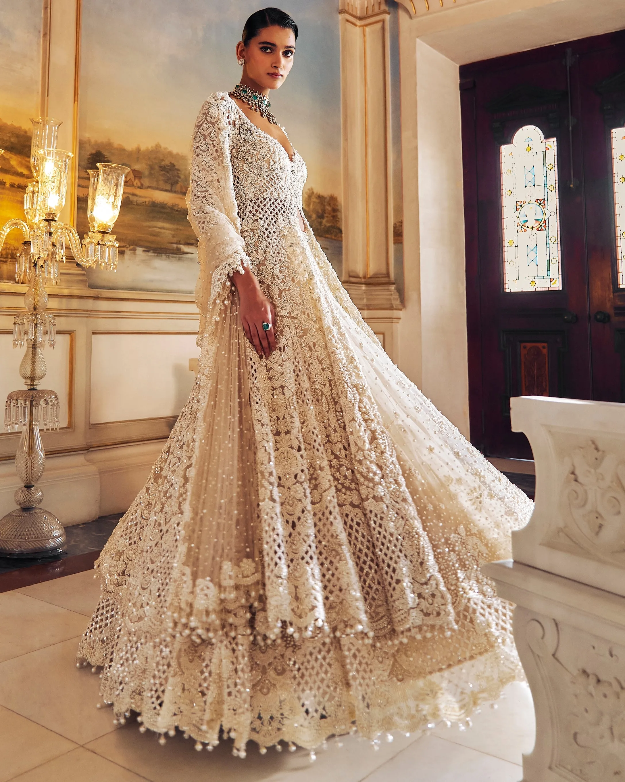 Falaknuma Pearl Jacket Lehenga Set