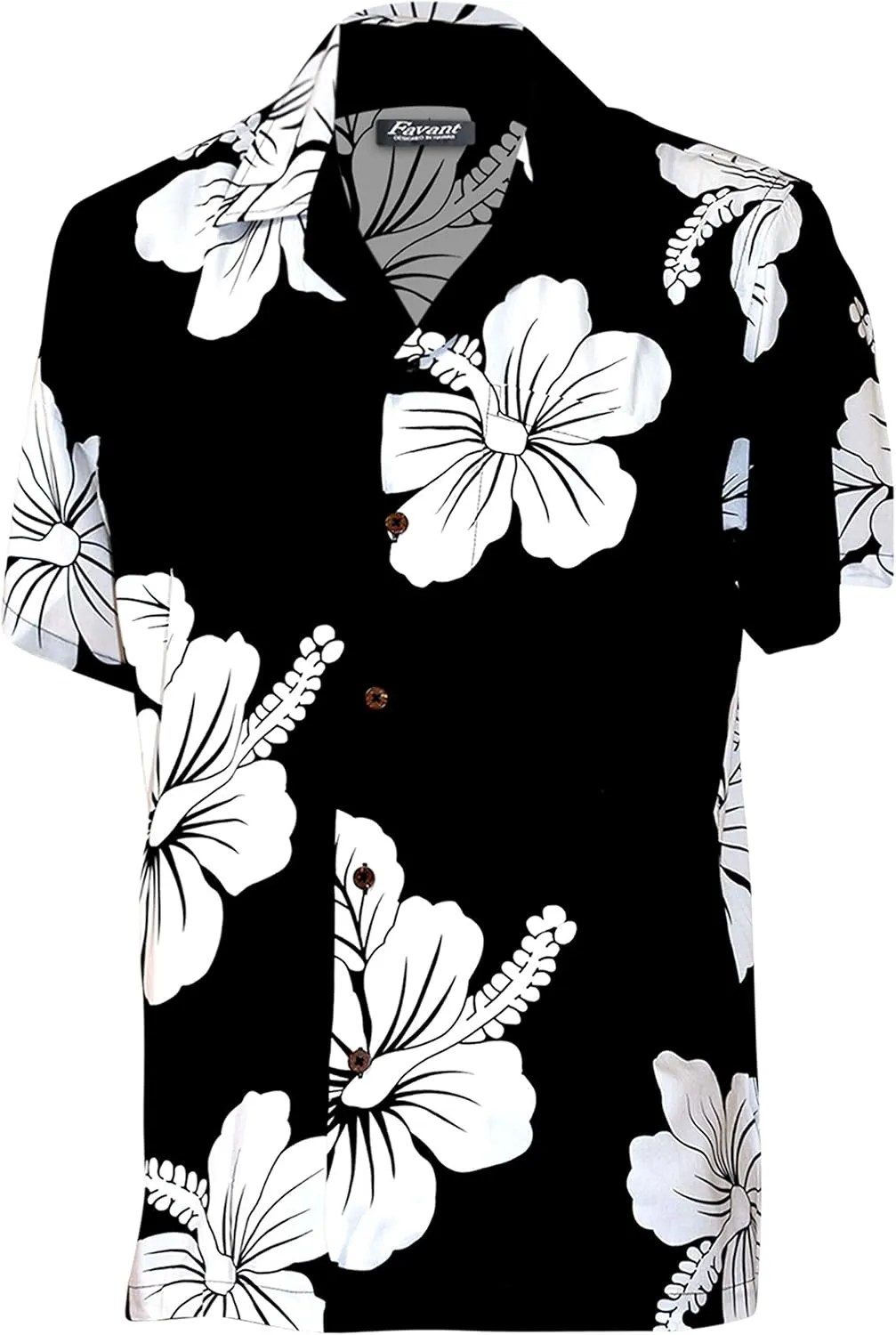 Favant Hawaiian Shirts - Hibiscus Comfortable Hawaiian Beach Shirt for Men. Lightweight Mens Hawaiian Shirts Dries Quickly