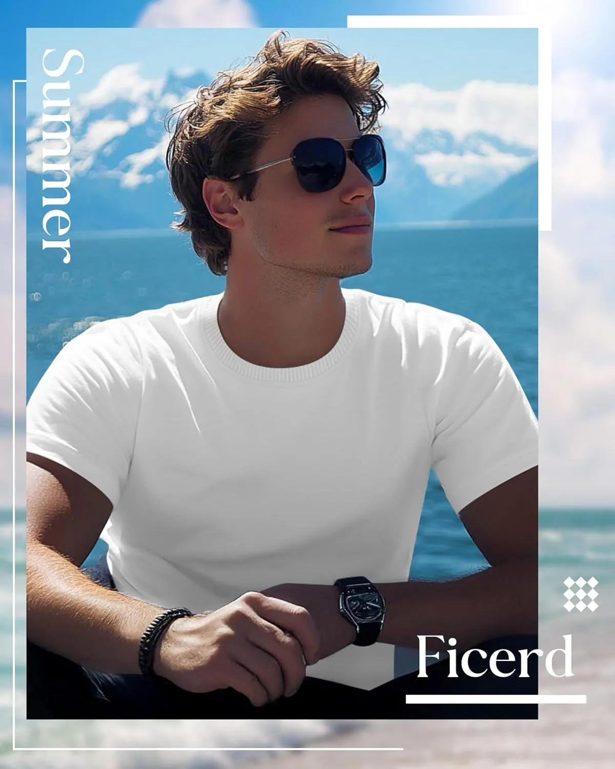 Ficerd 6 Pack Men's Big and Tall Shirts Short Sleeve Cotton Tee Summer Crew Neck Oversize Top Loose Fit Shirt Multipack