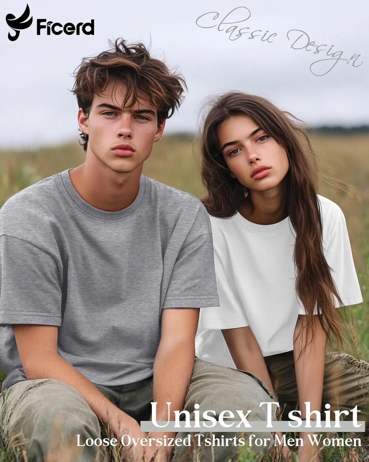 Ficerd 6 Pack Men's Big and Tall Shirts Short Sleeve Cotton Tee Summer Crew Neck Oversize Top Loose Fit Shirt Multipack