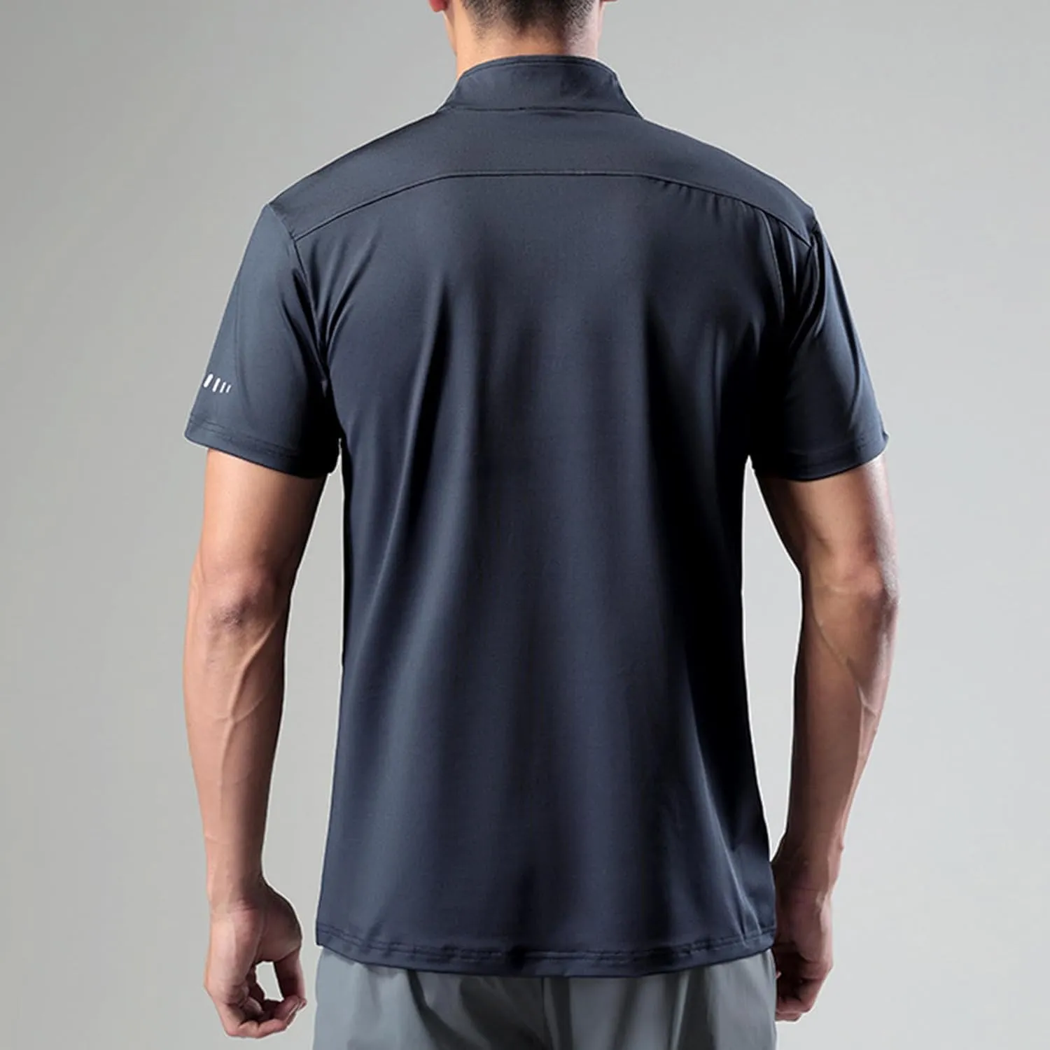 Finelylove Workout Shirts for Men Short Sleeve Quarter Zip Pullover Quick Dry Athletic Gym Shirts Casual Golf Shirt