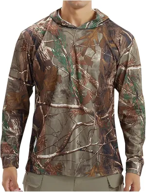Fishing Shirts for Men UPF 50  Swimming Rash Guard Long Sleeve UV Sun Protection Camo Hoodie Quick Dry Sun Shirts