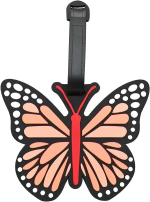 Funny Silicone Luggage Tags Cute Butterfly Suitcase Travel Bag Identifiers Personalized Labels Animal Travel Luggage Baggage Identification Labels ID Tag (Orange)