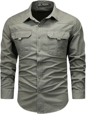 Generic Long Sleeve Shirts for Men Casual Outdoor Combat Lapel Fishing Shirts Workout Button Down Quick Dry Hikking T-Shirts