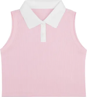Girls Crop Tops Sleeveless Polo Shirts Athletic Tank Tops Golf Tennis T-Shirts with Collared Quick Dry Casual