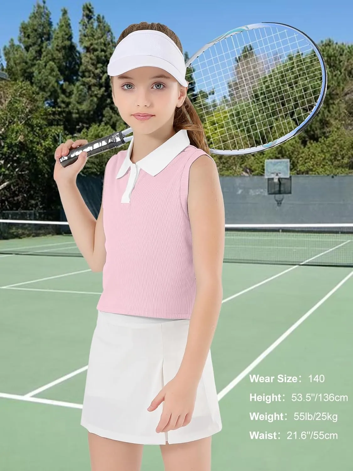 Girls Crop Tops Sleeveless Polo Shirts Athletic Tank Tops Golf Tennis T-Shirts with Collared Quick Dry Casual