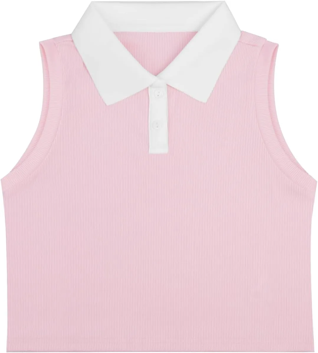 Girls Crop Tops Sleeveless Polo Shirts Athletic Tank Tops Golf Tennis T-Shirts with Collared Quick Dry Casual