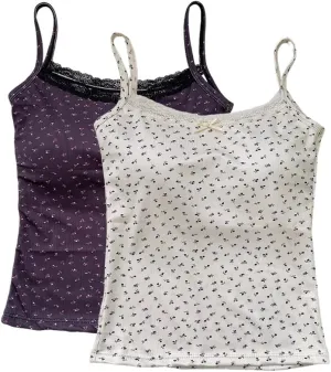 Girls Floral Print Camisole Crop Top Sleeveless Built-in Bra Teen Bralette Slim Fit Cami Tops for Women Girls