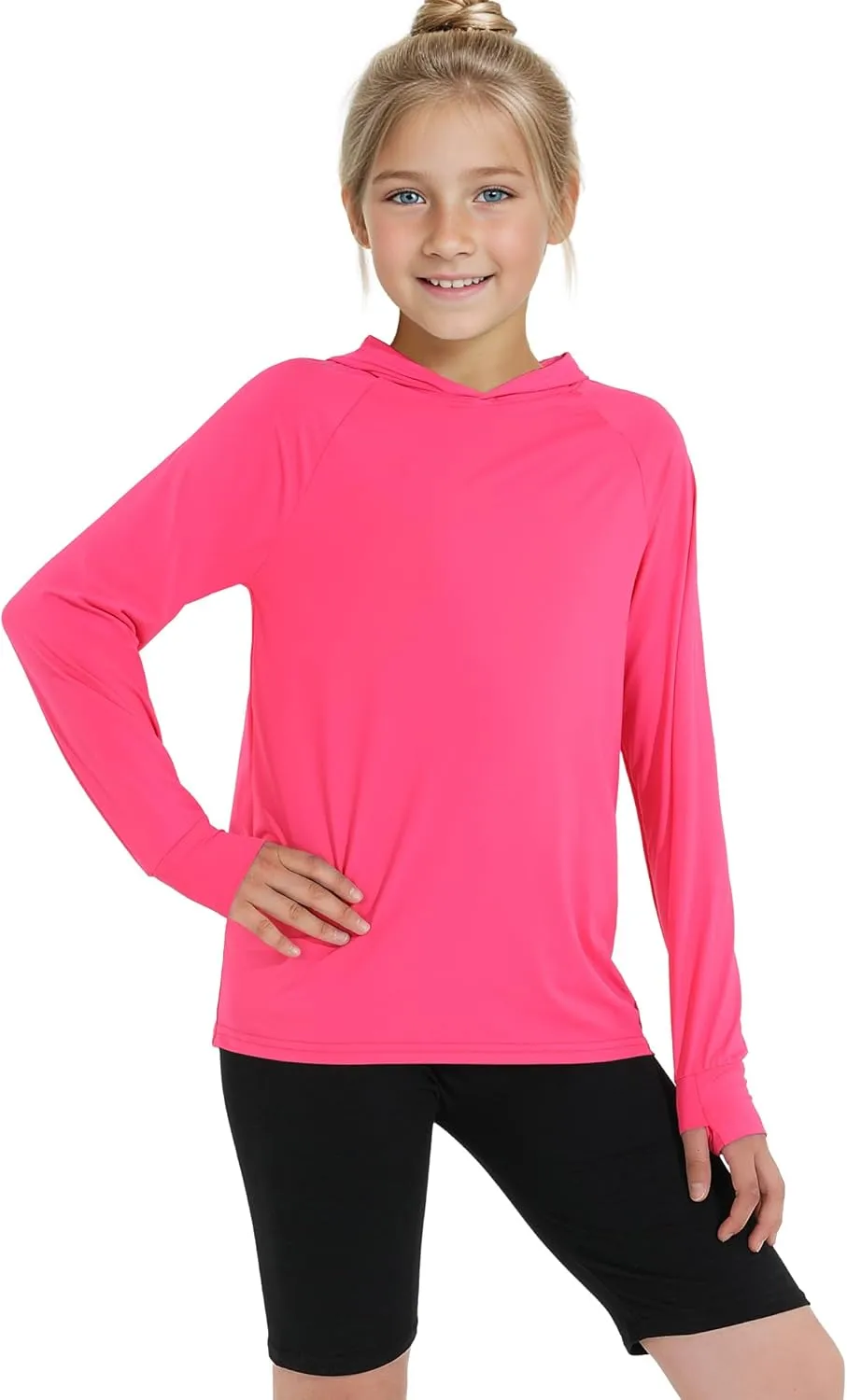 Girls Rash Guard Shirts Boys Long Sleeve Quick Dry Swim Shirts UPF 50  Sun Protection Hoodie for Kids