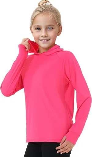 Girls Rash Guard Shirts Boys Long Sleeve Quick Dry Swim Shirts UPF 50  Sun Protection Hoodie for Kids