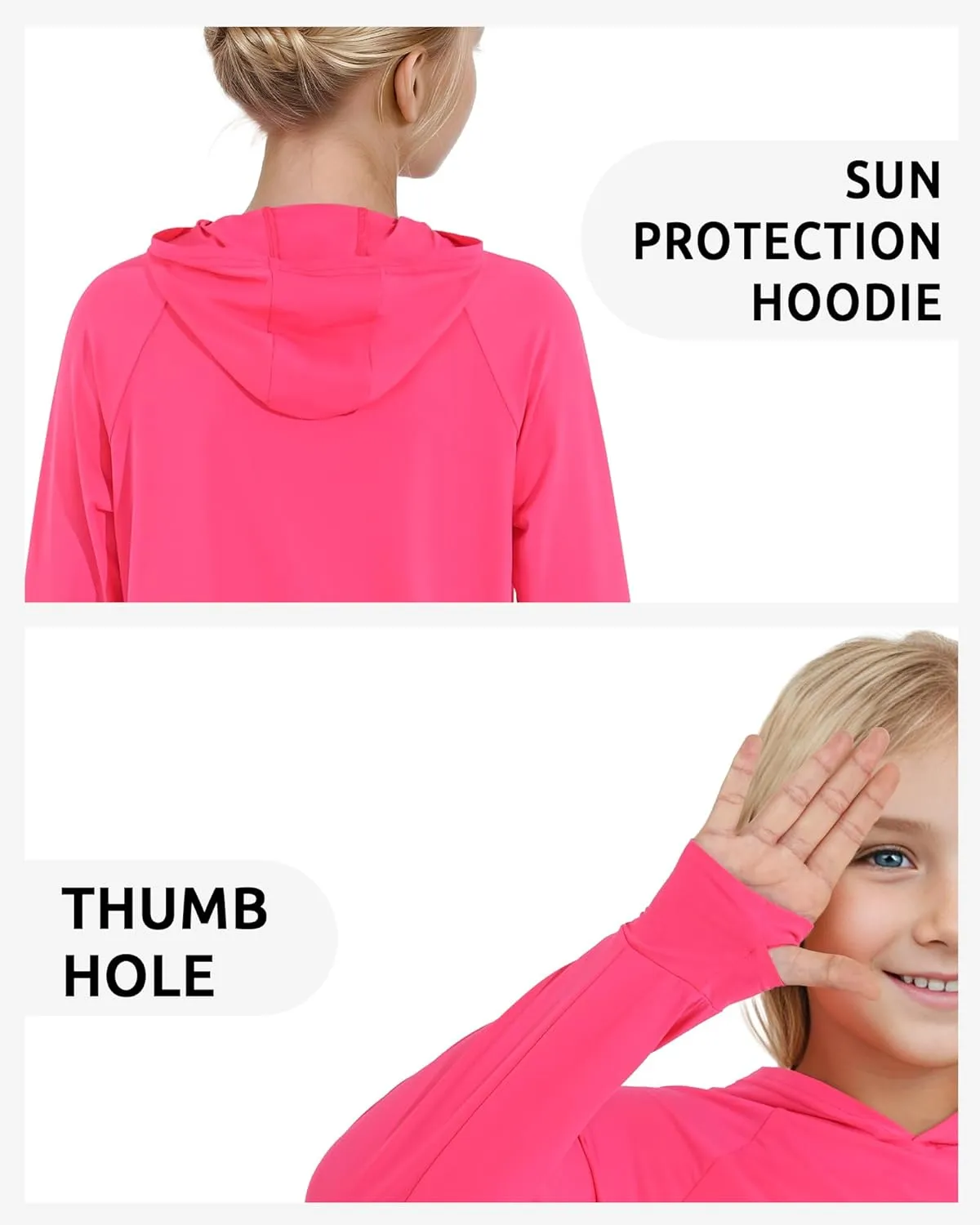 Girls Rash Guard Shirts Boys Long Sleeve Quick Dry Swim Shirts UPF 50  Sun Protection Hoodie for Kids