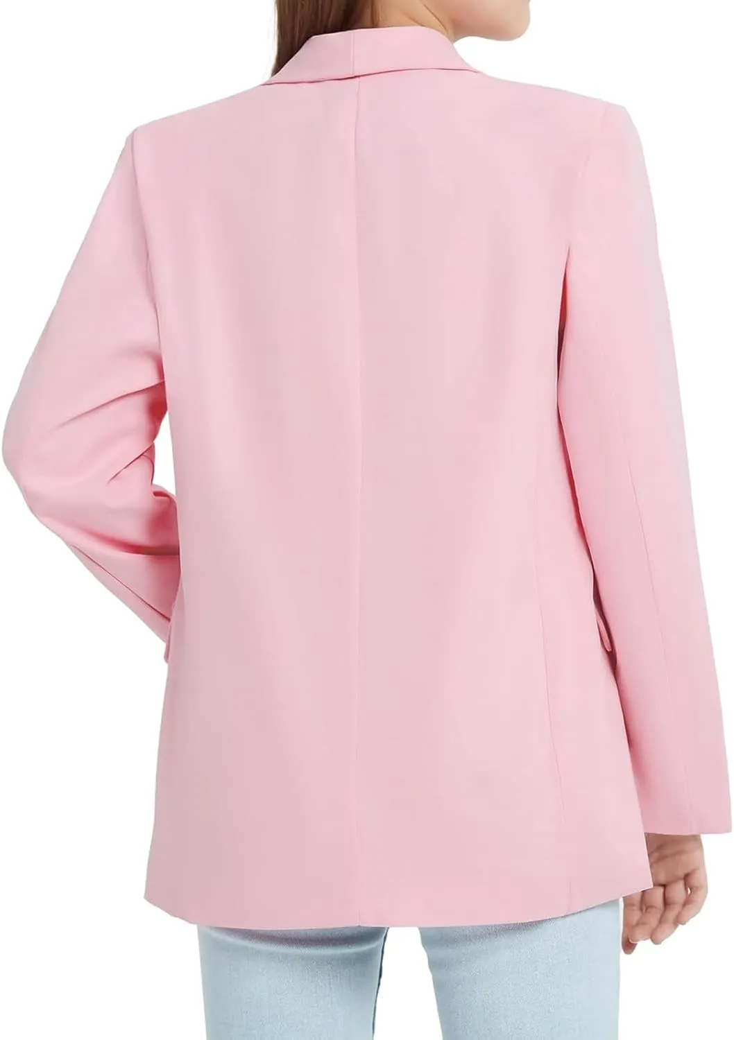 Girls Solid Blazer Jacket Long Sleeve Shawl Collar Open Front Inner Pocket Formal Blazers for Kids Size 3-14 Year