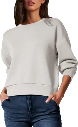 Glamaker Women's Crewneck Cropped Sweatshirt Pullover Stripe Air Essentials Basic Long Sleeve Shirts Casual Loose Fit Outfits