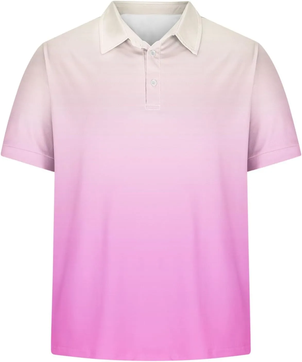 Gradient Color Polos Shirts for Men Short Sleeve Moisture Wicking Quick Dry Tees Gym Sprot Workout Casual Shirts