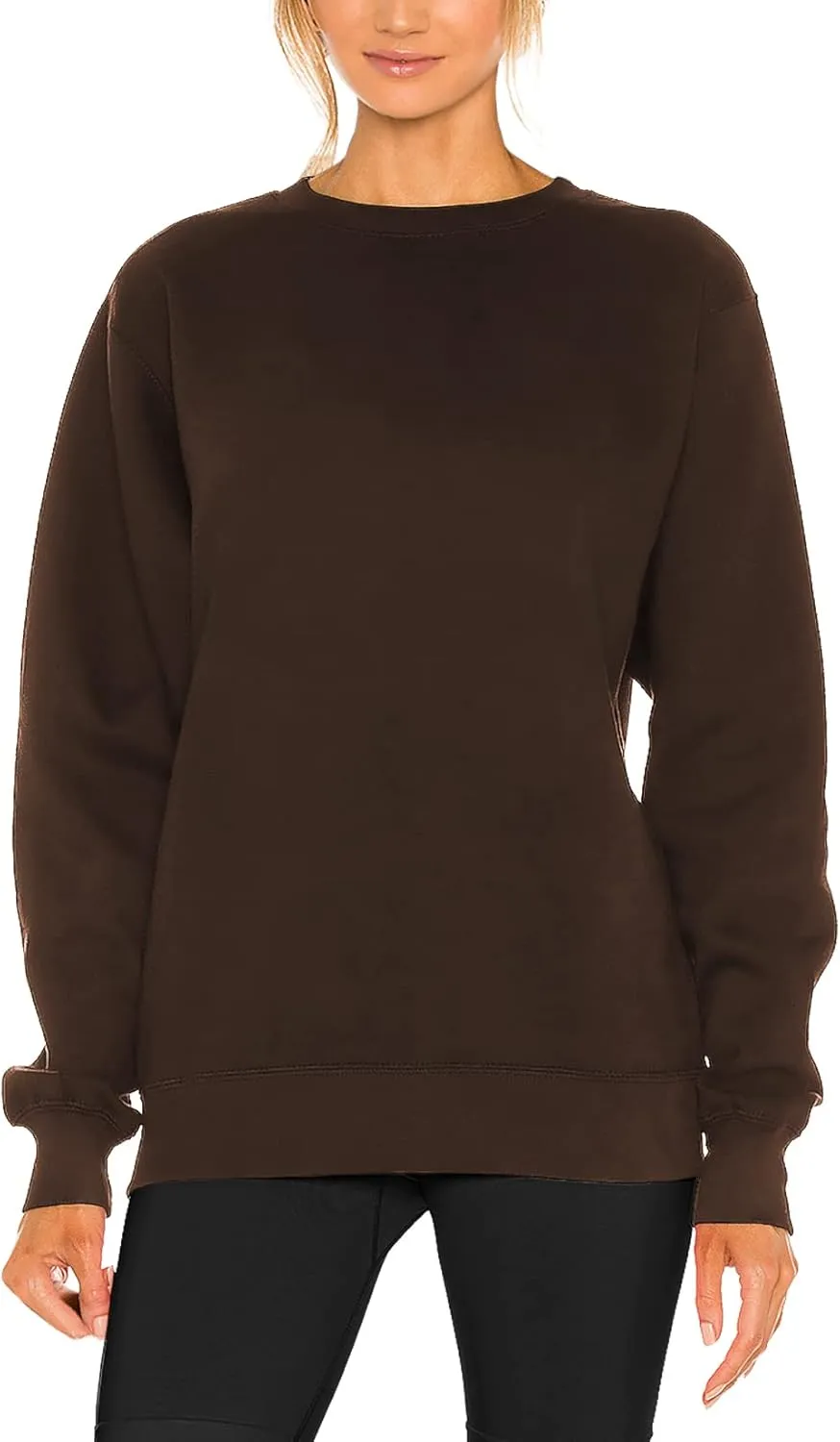 H HIAMIGOS Women's Casual Long sleeves Sweatshirt Tops Basic Loose Fit Round Neck Lightweight Tunic Pullover With Pocket